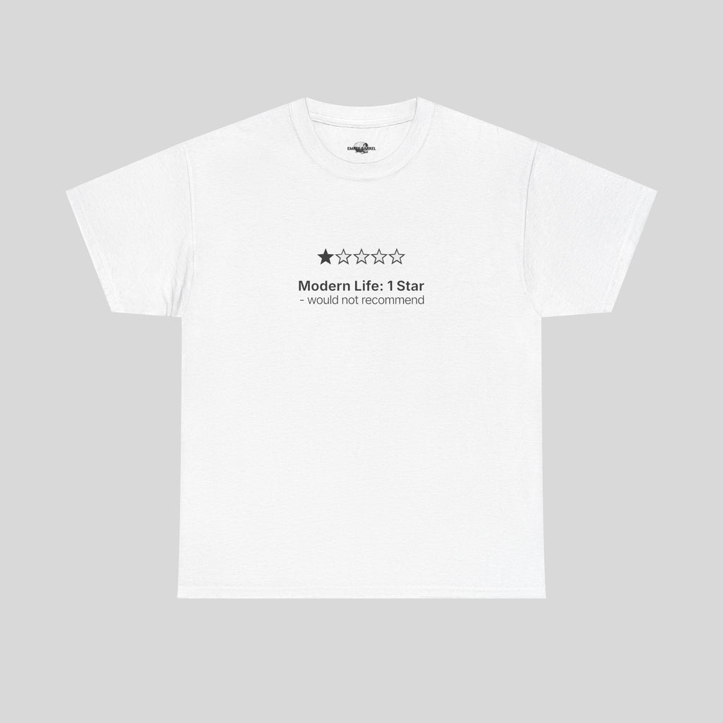 Modern Life 1 Star T-Shirt von Printify, schwarzes T-Shirt mit weißem 1 Star Design, bequemes Baumwollmaterial